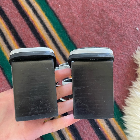 90 squared toe Strappy slide on heels white leather square heel Anne Klein - Picture 6 of 8